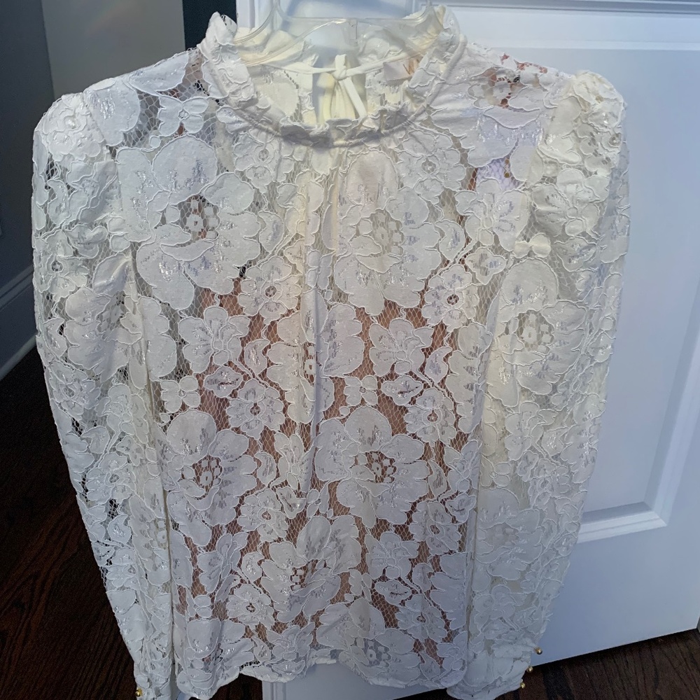 Wayf cream lace ruffle collar blouse